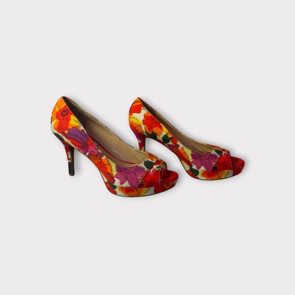 Colorful Floral Peep Toe Heels – Audrey Brooke | Size 8M - Picture 5 of 6